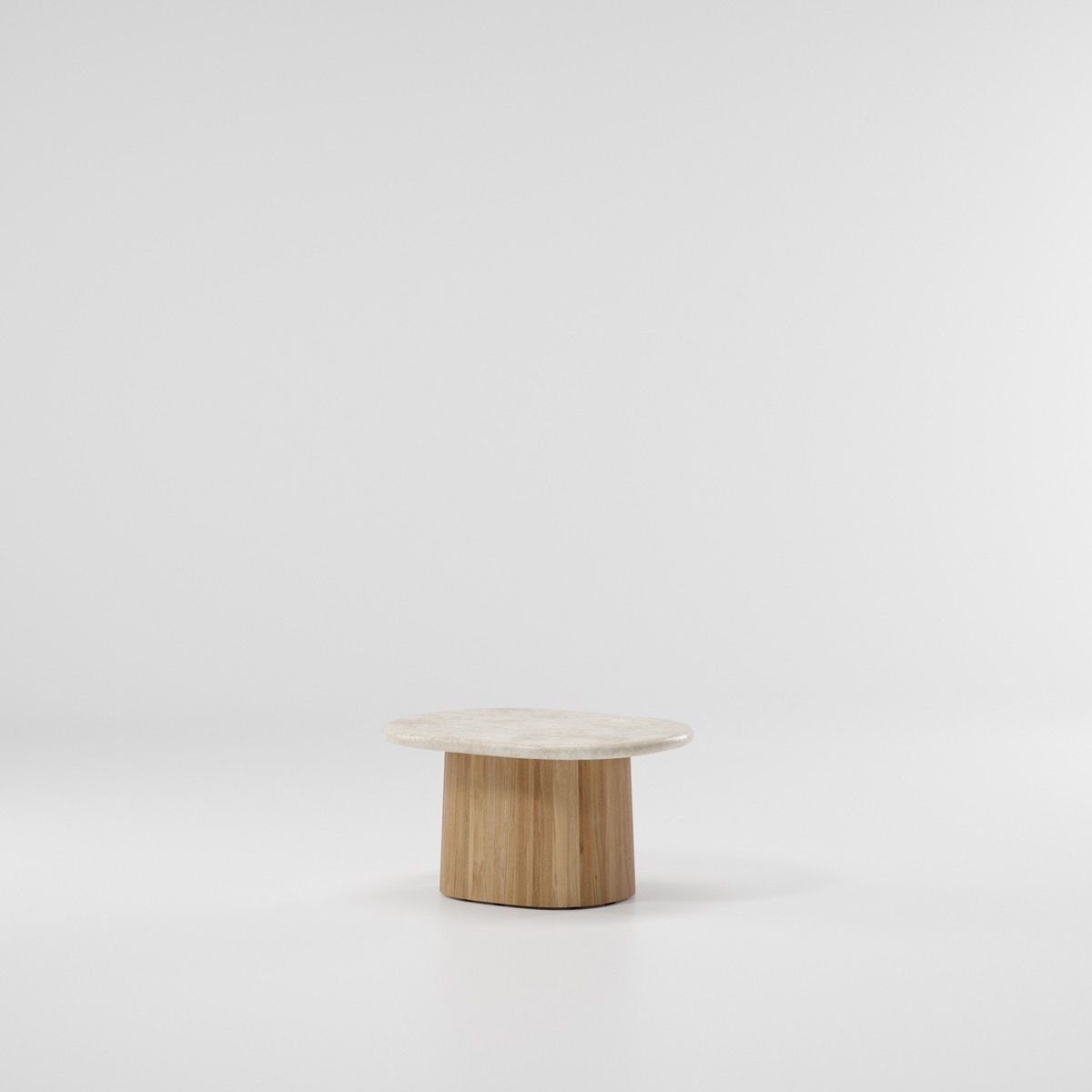 Giro Side table travertine + teak leg