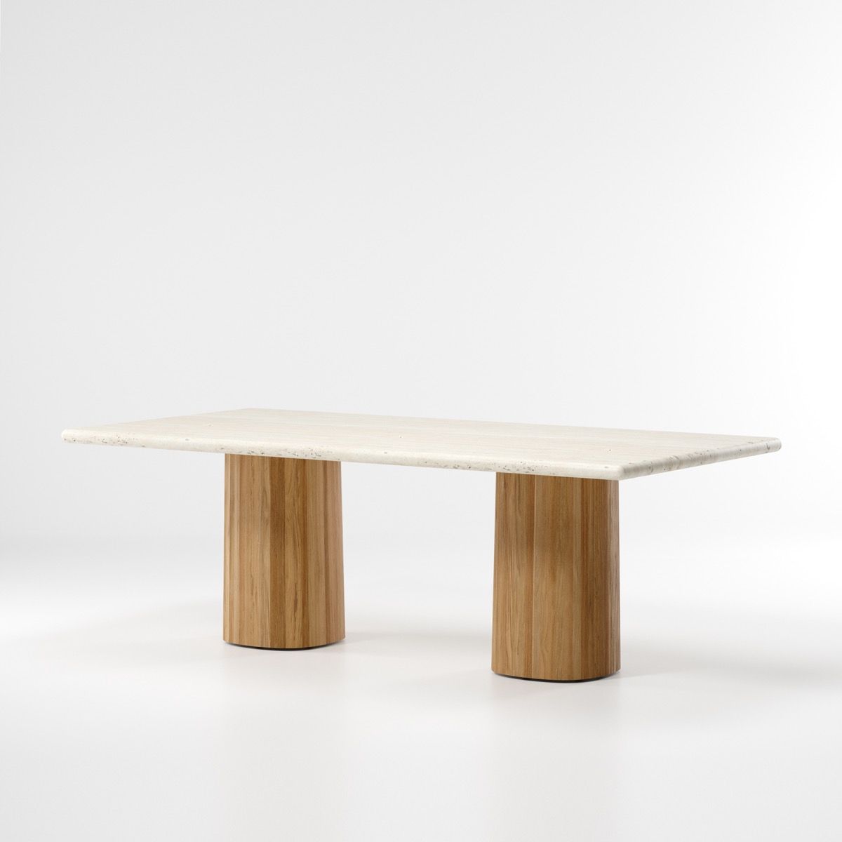 Giro Dining table travertine + teak leg 220